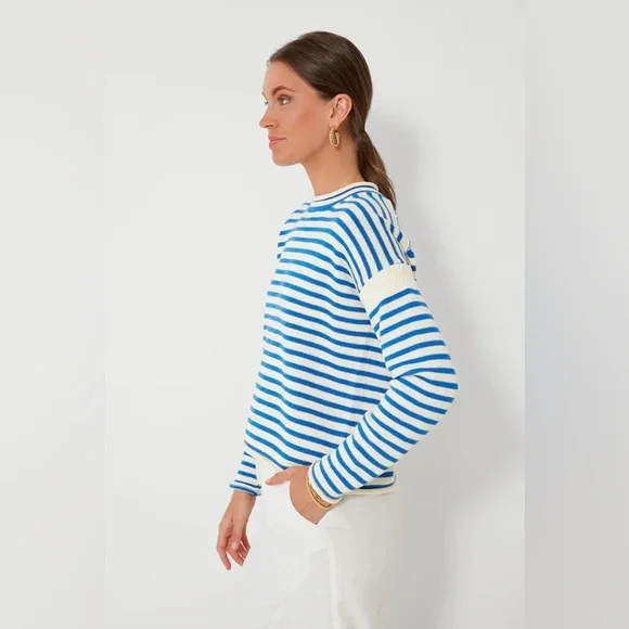 Alex Mill Mariner Roll Neck Sweater in Ultramarine and Ivory - Picture 14 of 15
